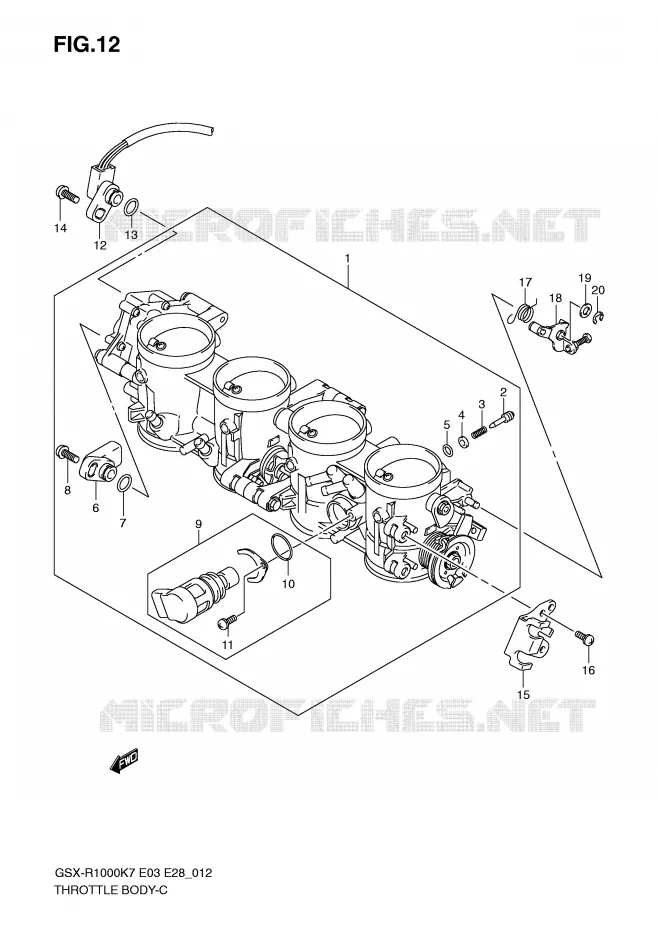 CORPS DE PAPILLON (MODEL K7) Suzuki MOTO 1000 GSX-R 2007  GSX-R1000 K7 (E33)
