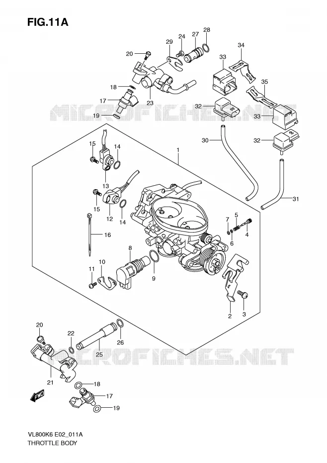 CORPS DE PAPILLON (MODEL K9/L0) Suzuki MOTO 800 VOLUSIA 2007  VL800UEK7(E2)