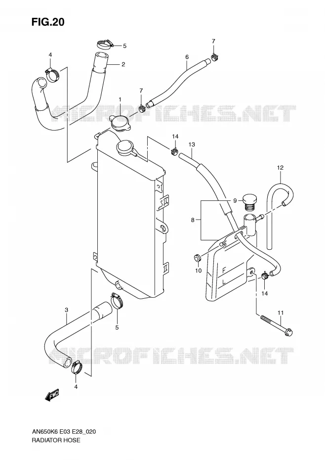 DURITE DE RADIATEUR Suzuki SCOOTER 650 BURGMAN 2007  AN650K7(E3/E28)