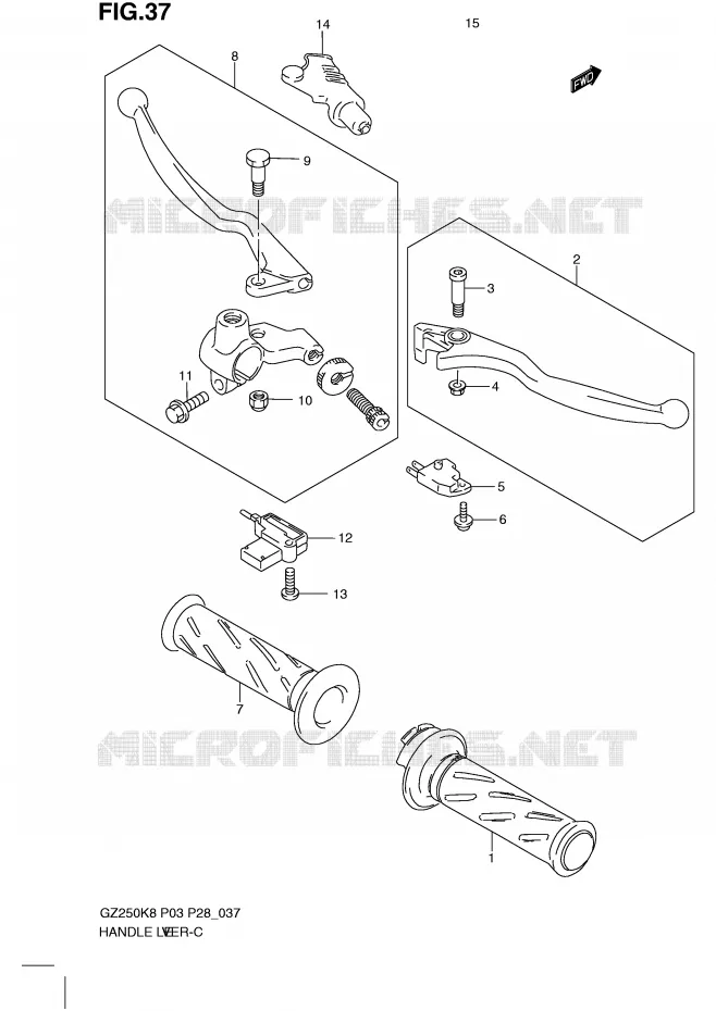 ENSEMBLE LEVIERS - POIGNEES Suzuki MOTO 250 MARAUDER 2009  GZ250K9(P3)