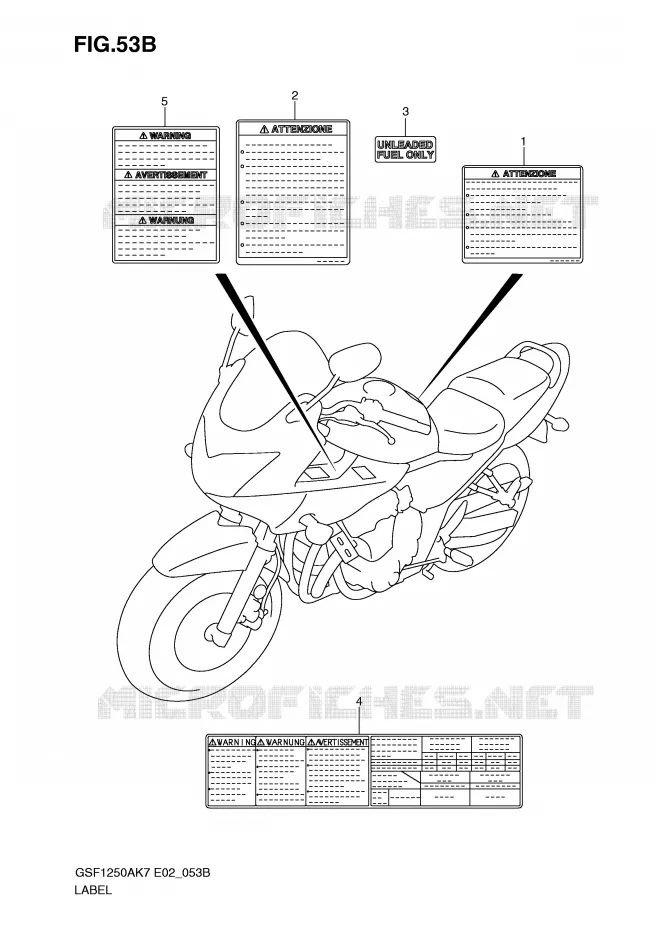 ETIQUETTE (MODEL K9) Suzuki MOTO 1250 BANDIT-S 2009  GSF1250SAK9(E2)