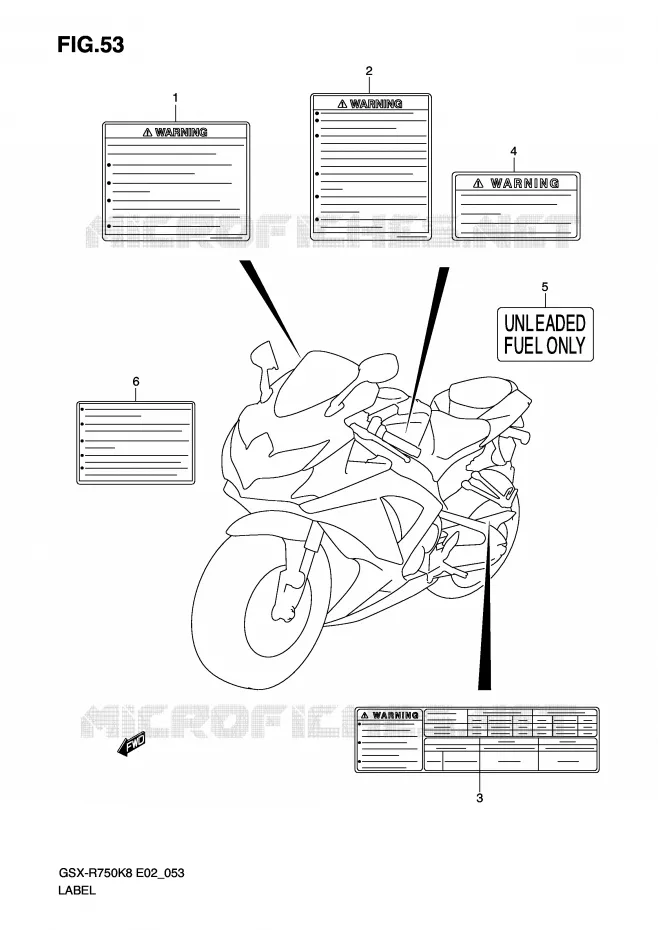 ETIQUETTE Suzuki MOTO 750 GSX-R 2009  GSX-R750UFK9(E2)