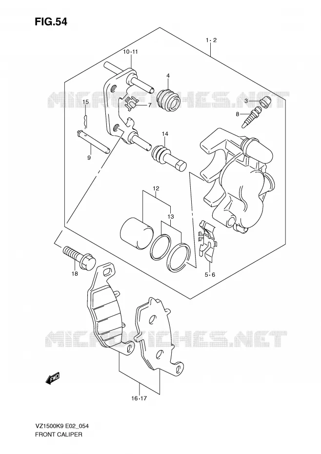 ETRIER DE FREIN AVANT Suzuki MOTO 1500 BOULEVARD-M91 2010  VZ1500L0(E2)
