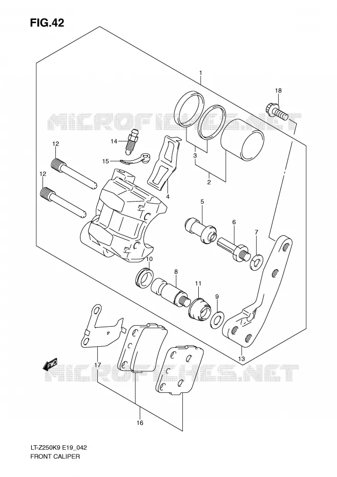 ETRIER DE FREIN AVANT Suzuki QUAD 250 QUADSPORT 2010  LT-Z250ZL0(E19)