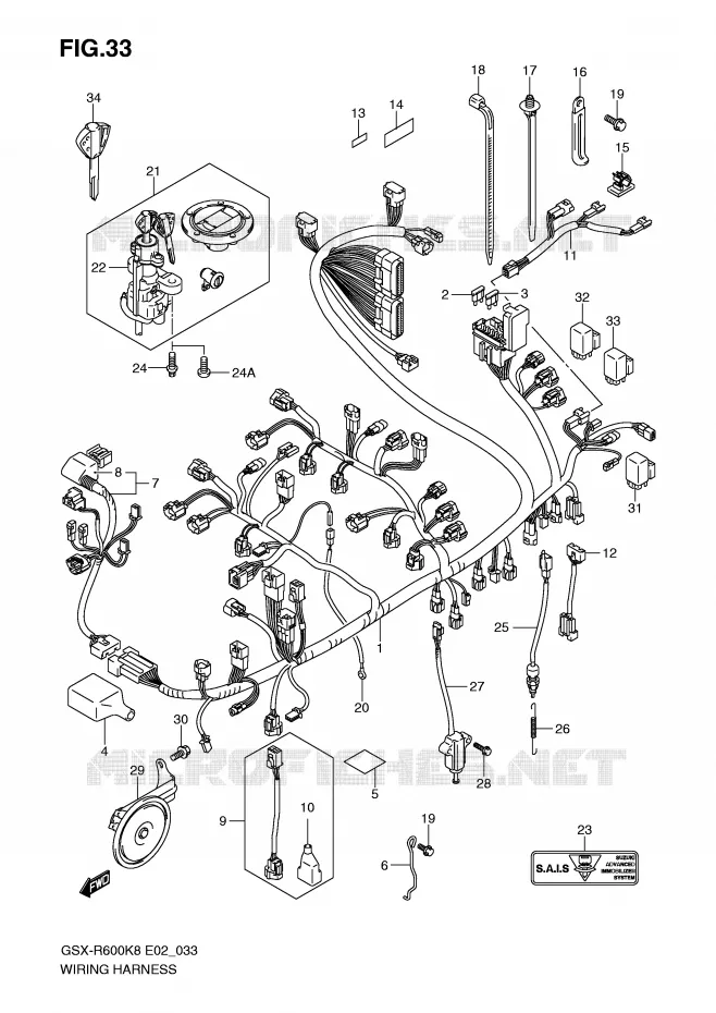 FAISCEAU ELECTRIQUE Suzuki MOTO 600 GSX-R 2008  GSX-R600U2K8(E2)