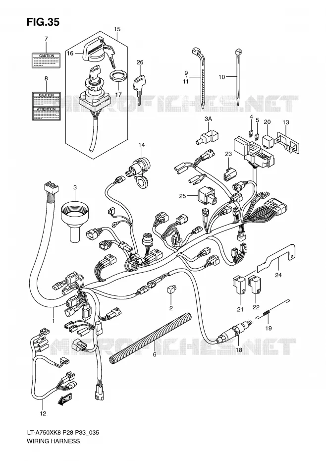 FAISCEAU ELECTRIQUE Suzuki QUAD 750 KINGQUAD 2009  LT-A750XZK9(P28/P33)