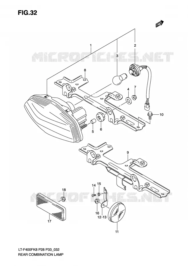 FEU ARRIERE Suzuki QUAD 400 KINGQUAD 2009  LT-F400FK9(P28/P33)