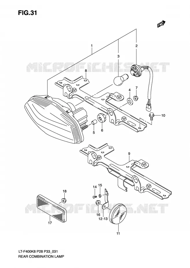 FEU ARRIERE Suzuki QUAD 400 KINGQUAD 2010  LT-F400L0(P28/P33)