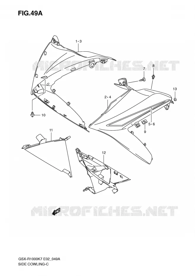 FLANCS DE CARENAGES (MODEL K8) Suzuki MOTO 1000 GSX-R 2007  GSX-R1000U2K7(E2)