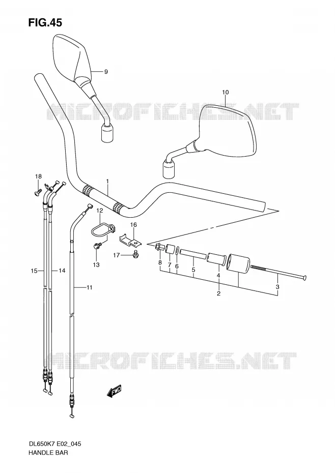 GUIDON (MODEL K7/K8) Suzuki MOTO 650 V-STROM 2008  DL650K8(E2)