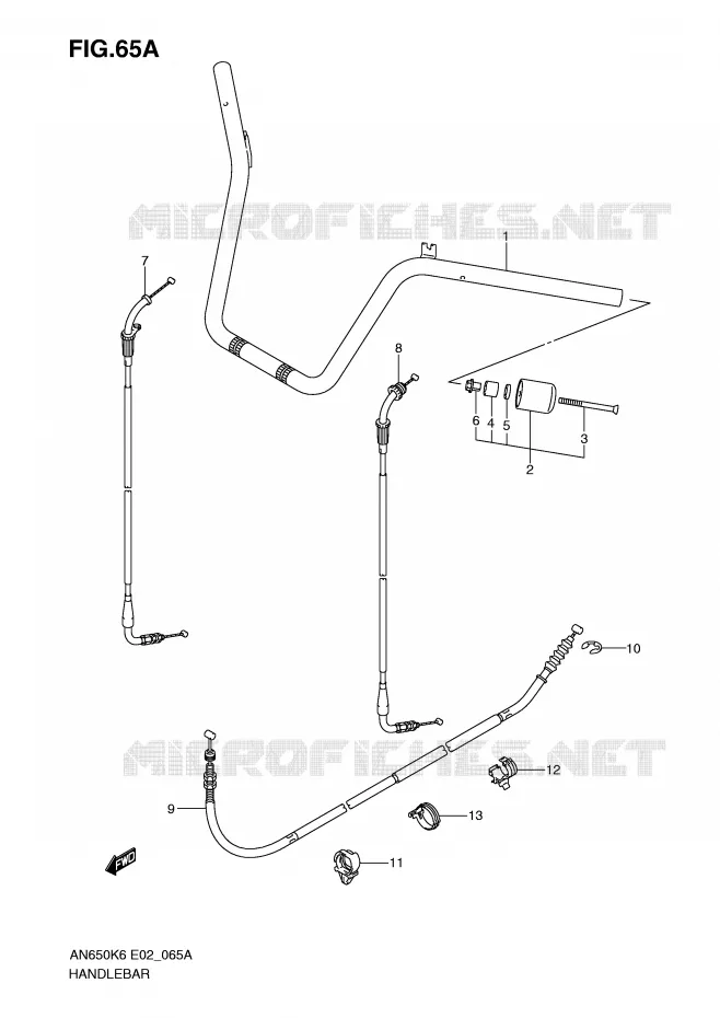 GUIDON (MODEL K9/L0) Suzuki SCOOTER 650 BURGMAN 2008  AN650K8(E2)