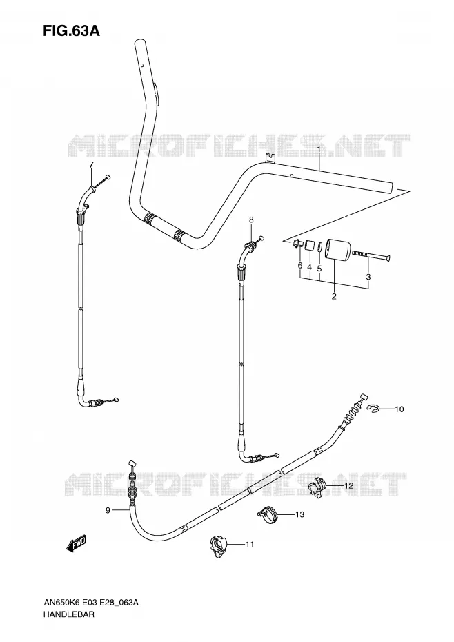 GUIDON (MODEL K9/L0) Suzuki SCOOTER 650 BURGMAN 2009  AN650K9(E3/E28)