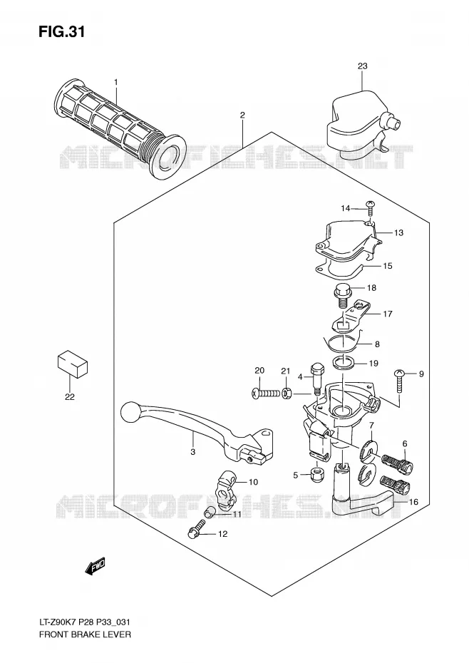 LEVIER DE FREIN AVANT Suzuki QUAD 90 QUADSPORT 2010  LT-Z90ZL0(P28/P33)