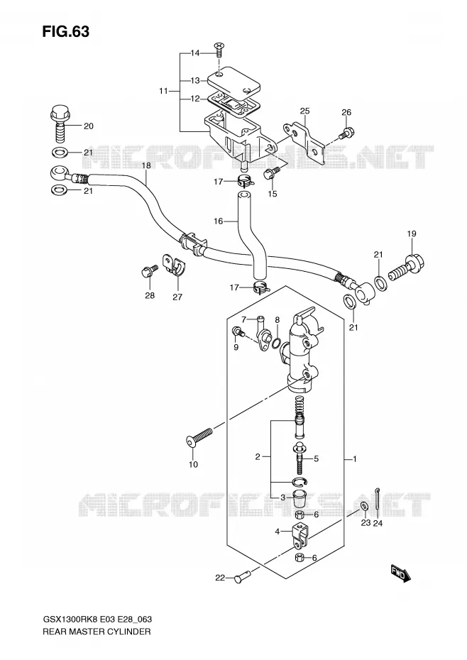 MAITRE CYLINDRE ARRIERE Suzuki MOTO 1300 HAYABUSA 2008  GSX1300RK8(E3/E28)