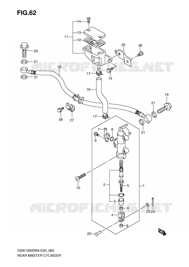 MAITRE CYLINDRE ARRIERE Suzuki MOTO 1300 HAYABUSA 2009  GSX1300RUFK9(E2)