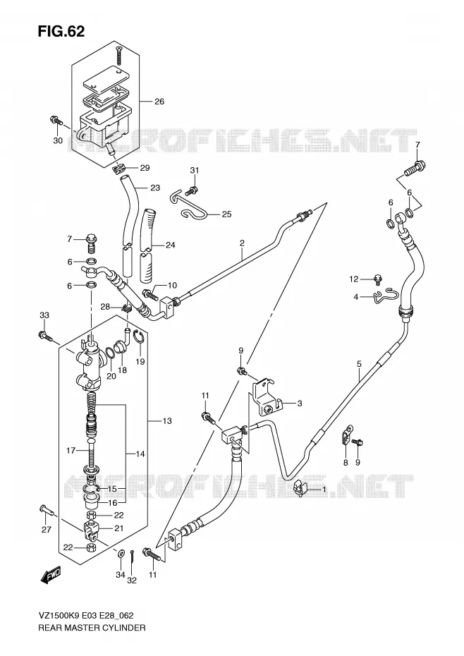 MAITRE CYLINDRE ARRIERE Suzuki MOTO 1500 BOULEVARD 2010  VZ1500L0(E3/E28)