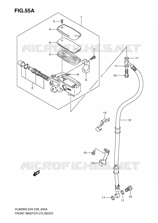 MAITRE CYLINDRE AVANT (MODEL K7/K8/K9/L0) Suzuki MOTO 800 VOLUSIA 2010  VL800TL0(E3/E28)