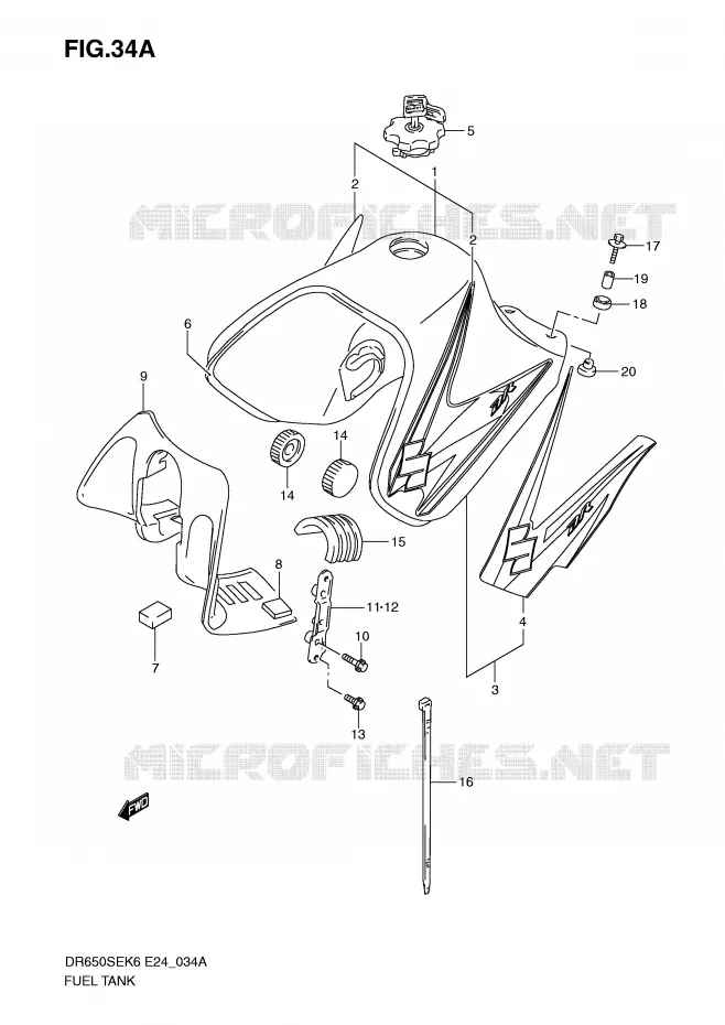 RESERVOIR D'ESSENCE (MODEL K8/K9) Suzuki MOTO 650 DR 2006  DR650SEK6(E24)