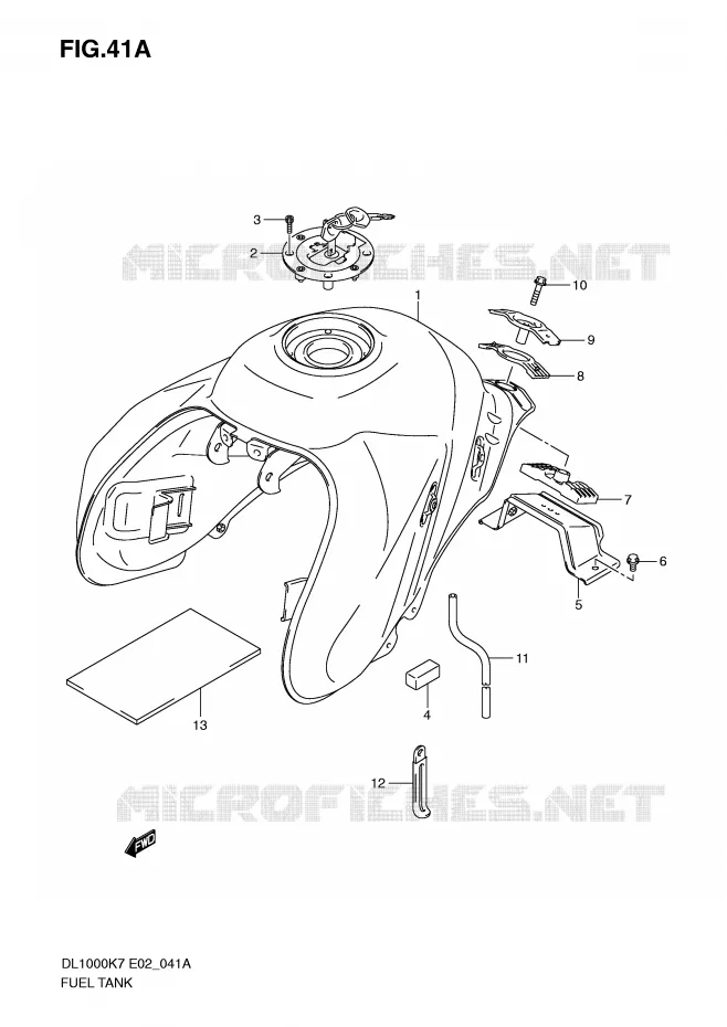 RESERVOIR D'ESSENCE (MODEL K9/L0) Suzuki MOTO 1000 V-STROM 2010  DL1000L0(P37)