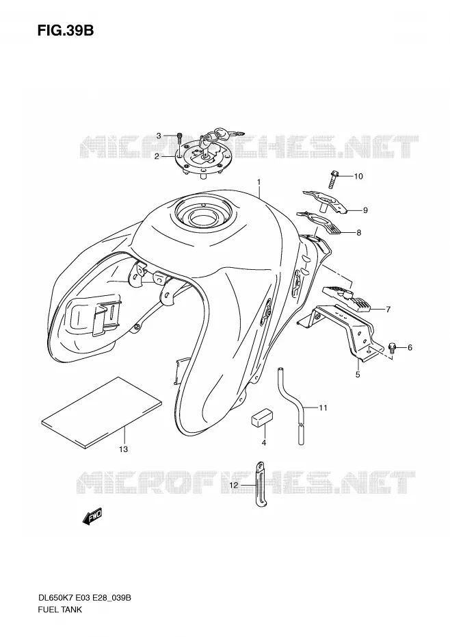 RESERVOIR D'ESSENCE (MODEL K9/L0) Suzuki MOTO 650 V-STROM 2010  DL650AL0(E3/E28)
