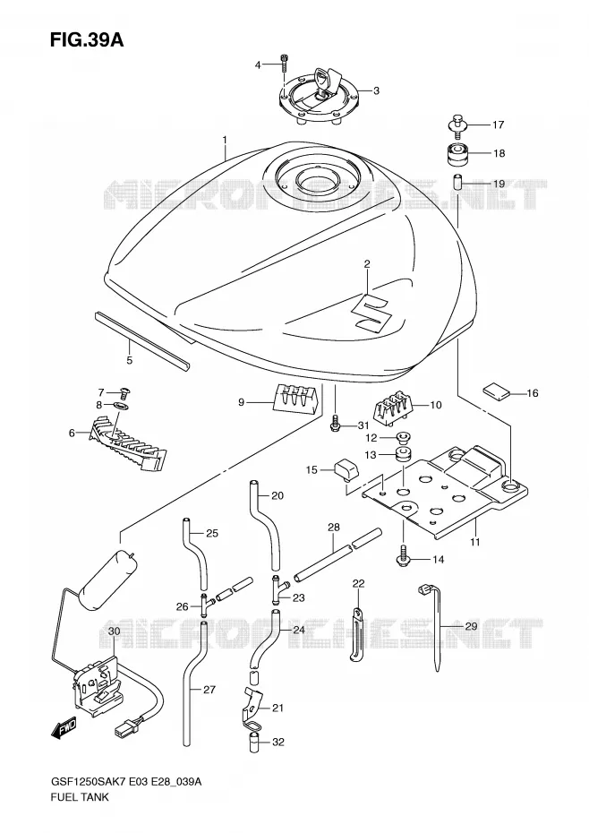 RESERVOIR D'ESSENCE (MODEL K9) Suzuki MOTO 1250 BANDIT-S 2007  GSF1250SAK7(E3/E28)