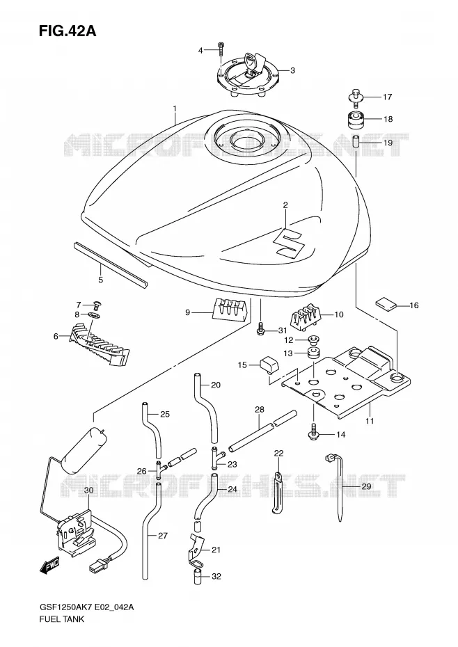 RESERVOIR D'ESSENCE (MODEL K9) Suzuki MOTO 1250 BANDIT-S 2010  GSF1250SAL0(E2)