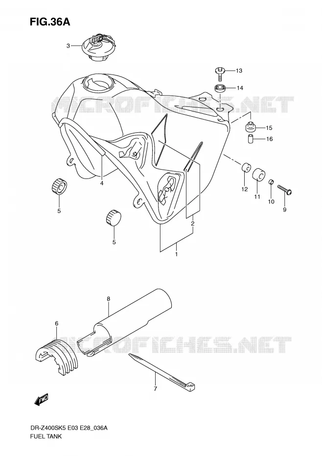 RESERVOIR D'ESSENCE (MODEL K9) Suzuki MOTO 400 DR-Z 2007  DR-Z400SK7(E3/E28)