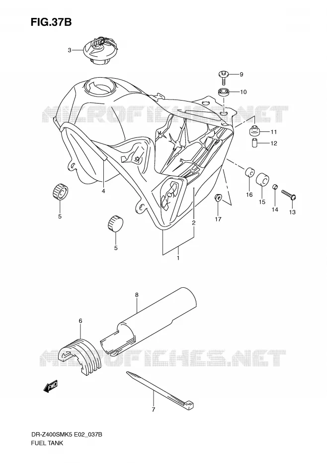 RESERVOIR D'ESSENCE (MODEL K9) Suzuki MOTO 400 DR-Z 2009  DR-Z400SMK9(E2)
