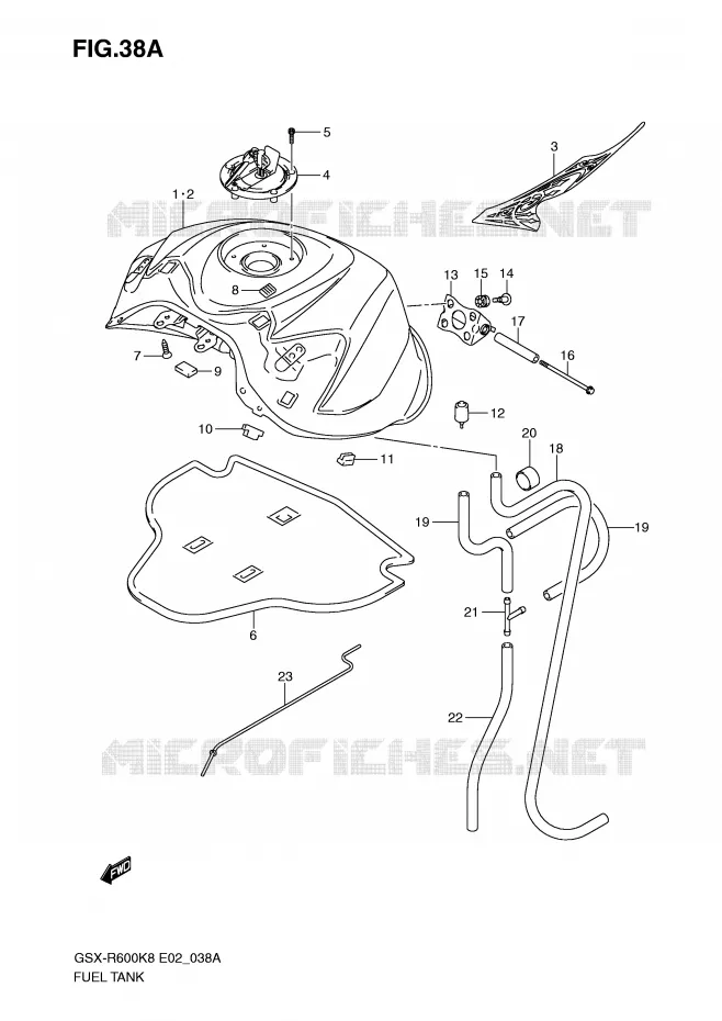 RESERVOIR D'ESSENCE (MODEL K9) Suzuki MOTO 600 GSX-R 2009  GSX-R600UEK9(E2)