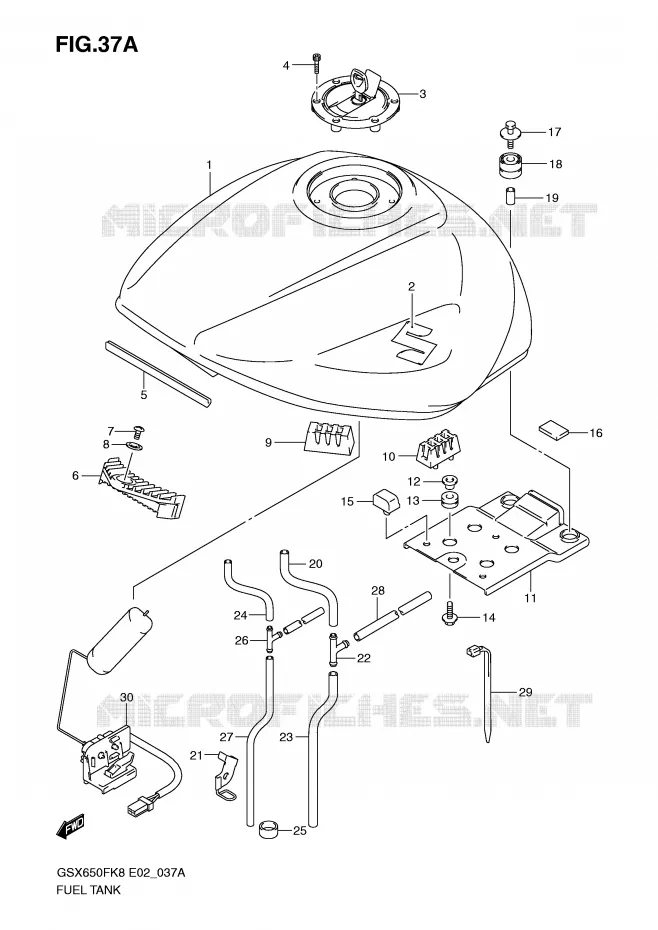 RESERVOIR D'ESSENCE (MODEL K9) Suzuki MOTO 650 GSX-F 2008  GSX650FK8(E2)