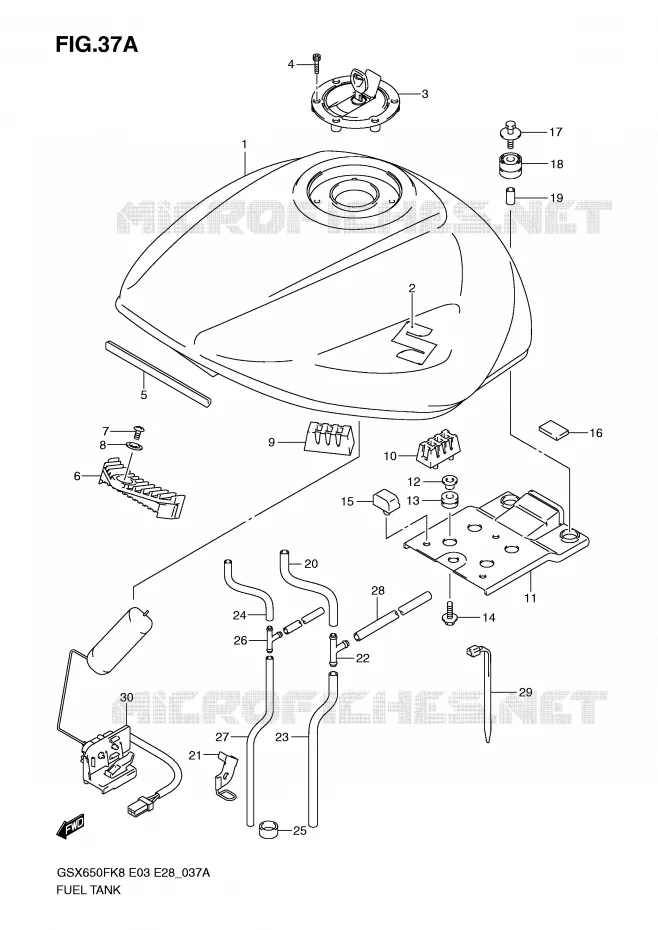 RESERVOIR D'ESSENCE (MODEL K9) Suzuki MOTO 650 GSX-F 2009  GSX650FAK9(E3/E28)