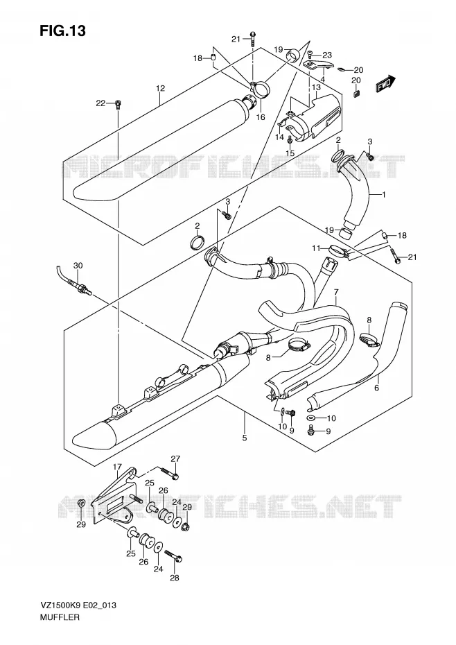 SILENCIEUX Suzuki MOTO 1500 BOULEVARD-M91 2010  VZ1500L0(E2)