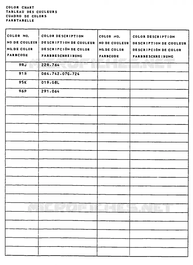 * CHARTE COULEUR * Suzuki MOTO 50 RG 1985  RG50F1(D/E/F/1/G/J/K)