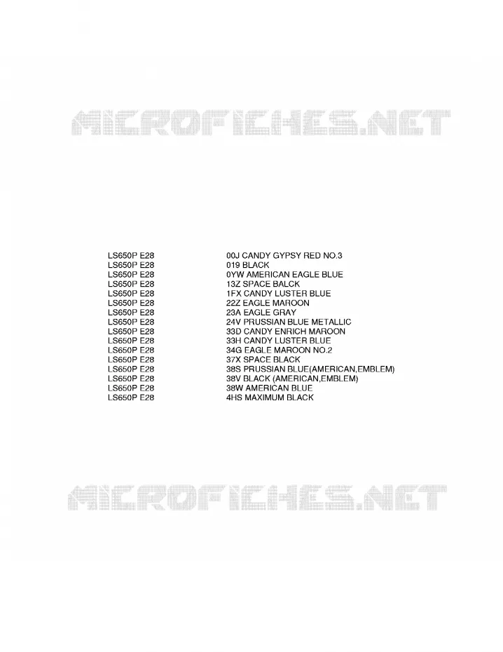* CHARTE COULEUR * Suzuki MOTO 650 BOULEVARD 1989  LS650PK(E28)