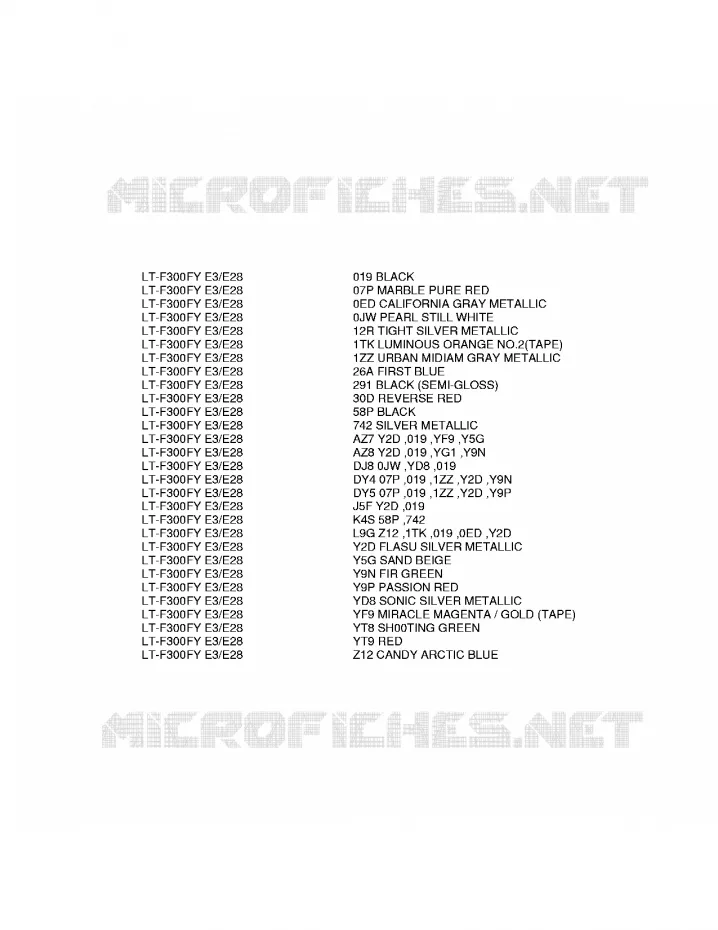 * CHARTE COULEUR * Suzuki QUAD 300 KINGQUAD 2002  LT-F300FK2(E3/E28)