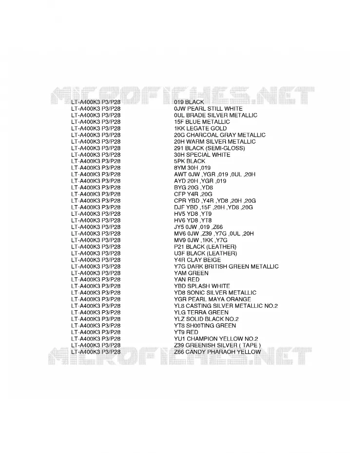 * CHARTE COULEUR * Suzuki QUAD 400 EIGER 2007  LT-A400K7(P3/P28)