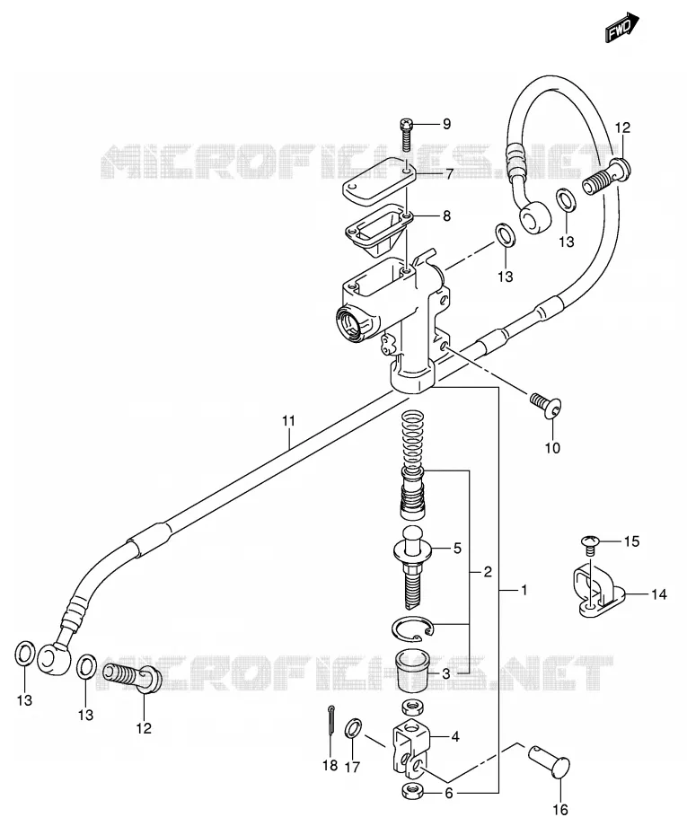 MAITRE CYLINDRE ARRIERE (MODELE K5/K6) Suzuki MOTO 250 RM 2003  RM250K3(E3/E28)