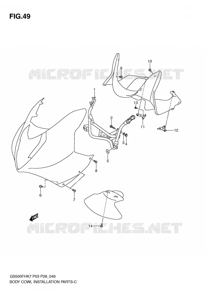 ARAIGNEE AVANT  (WITH COWLING) Suzuki MOTO 500 GS-E 2007  GS500HK7(P3)