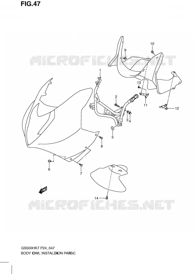ARAIGNEE AVANT  (WITH COWLING) Suzuki MOTO 500 GS-F 2007  GS500FHK7(P24)