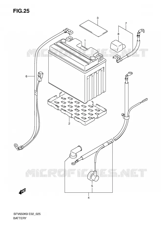 BATTERIE (SFV650K9/UK9/L0/UL0) Suzuki MOTO 650 GLADIUS 2009  SFV650UAK9(E2)