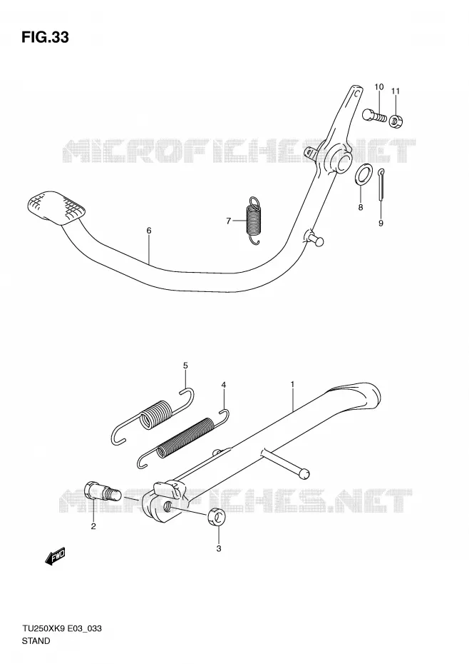 BEQUILLE Suzuki MOTO 250 TU 2009  TU250XK9(E3)