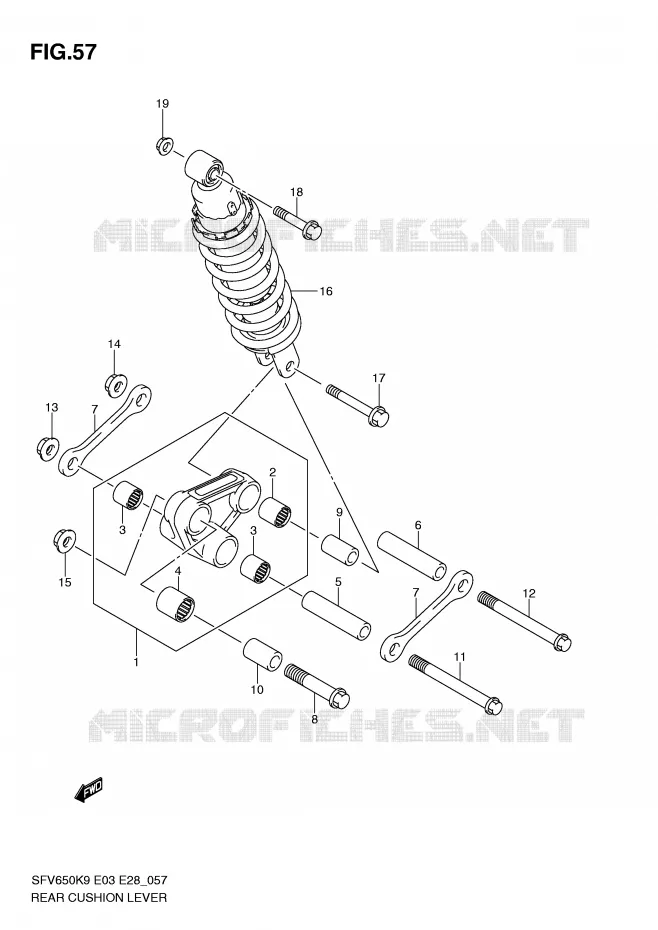 BIELLETTE DE SUSPENSION ARRIERE Suzuki MOTO 650 GLADIUS 2010  SFV650AL0(E3/E28)