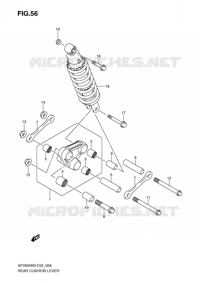 BIELLETTE DE SUSPENSION ARRIERE Suzuki MOTO 650 GLADIUS 2010  SFV650UL0(E2)