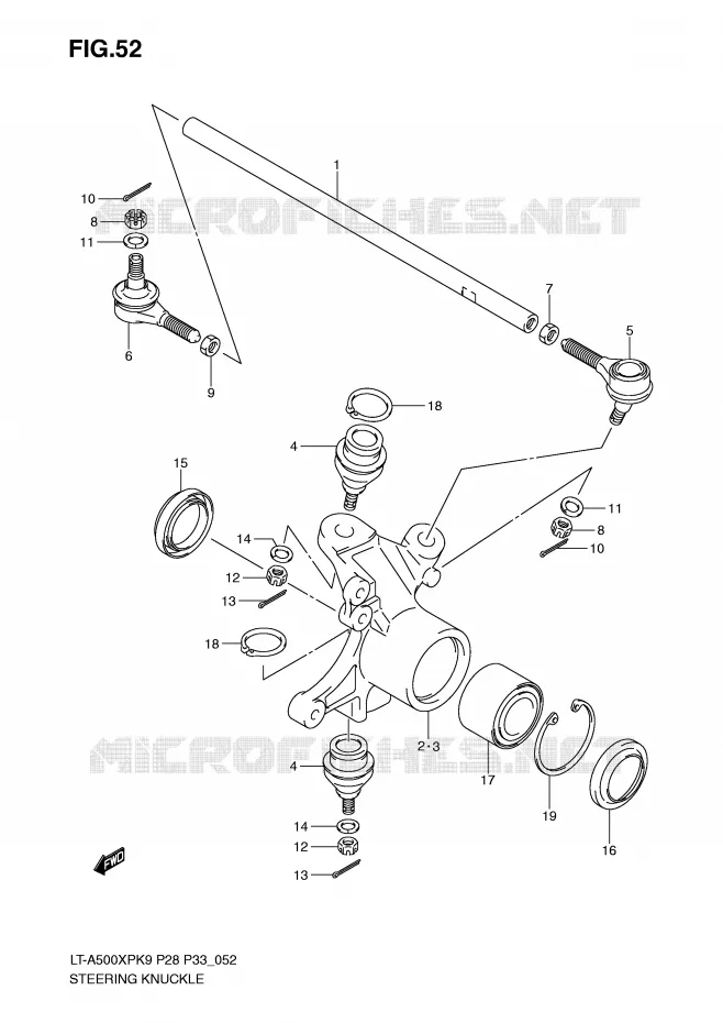 BIELLETTES DE DIRECTION - MOYEU Suzuki QUAD 500 VINSON 2009  LT-A500XPK9(P28/P33)