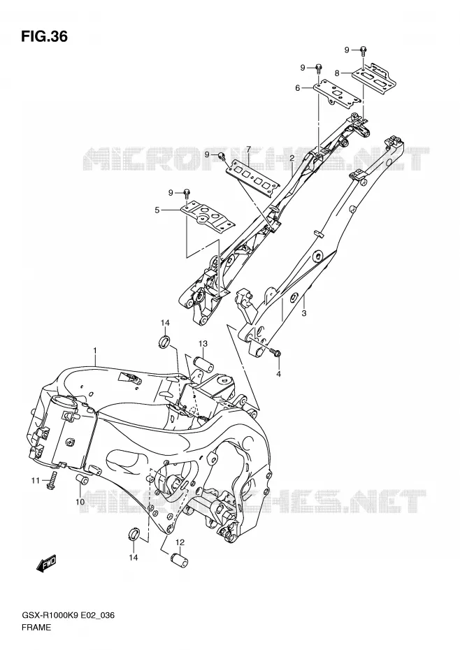 CADRE (MODEL K9) Suzuki MOTO 1000 GSX-R 2009  GSX-R1000UFK9(E2)