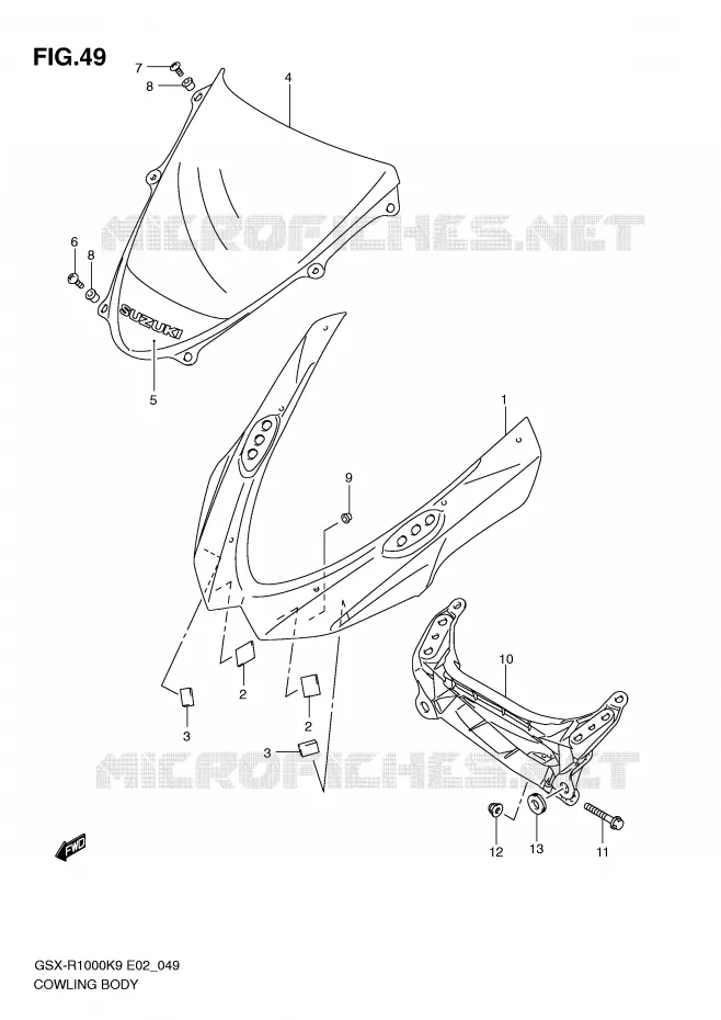 CARENAGES - ETIQUETTES Suzuki MOTO 1000 GSX-R 2009  GSX-R1000UFK9(E2)
