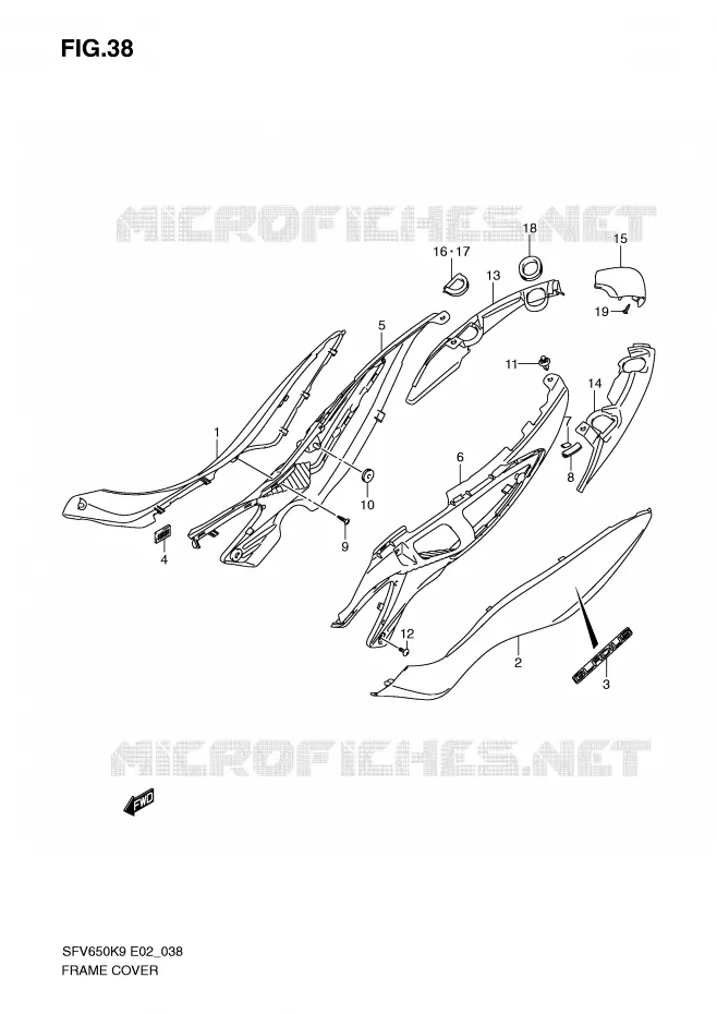 CARENAGES (MODEL K9) Suzuki MOTO 650 GLADIUS 2009  SFV650UK9(E2)