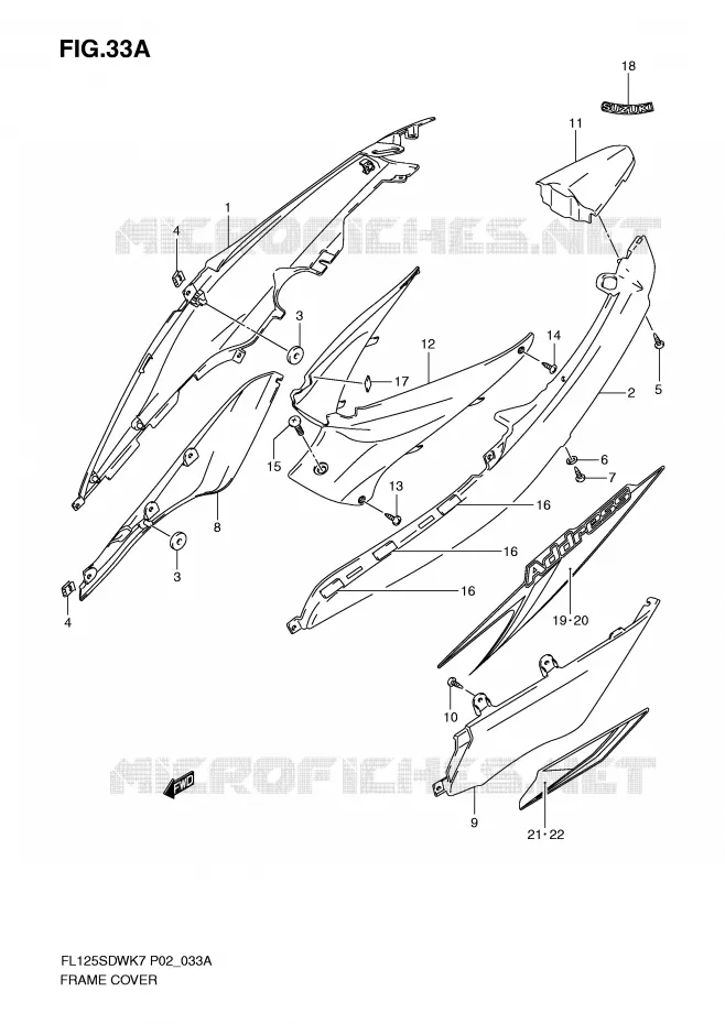 CARENAGES (MODEL K9) Suzuki SCOOTER 125 FL 2007  FL125SDWK7(P2)