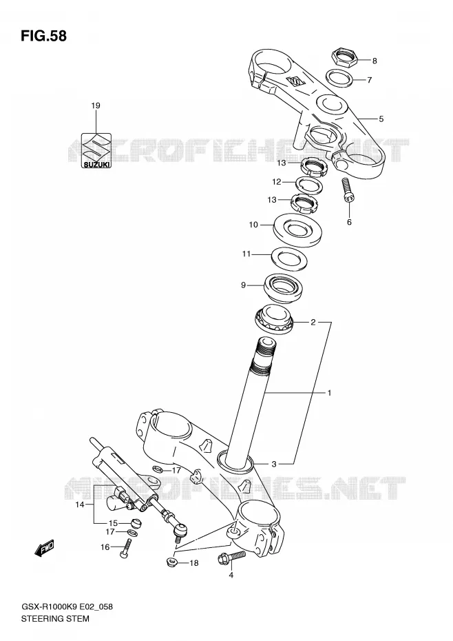 COLONNE DE DIRECTION Suzuki MOTO 1000 GSX-R 2010  GSX-R1000UFL0(E2)