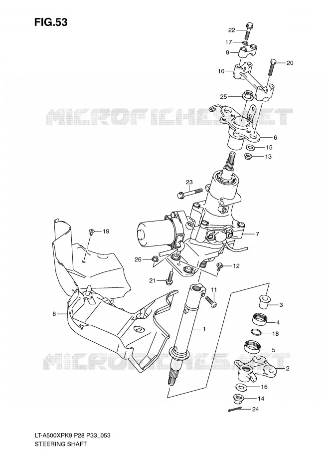 COLONNE DE DIRECTION Suzuki QUAD 500 KINGQUAD 2010  LT-A500XPZL0(P28/P33)